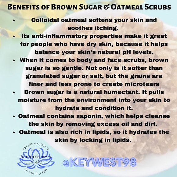 Brown Sugar & Oatmeal Scrubs by Blended by K ~ 4 oz - Picture 3 of 7